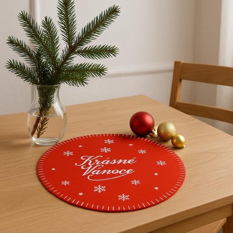Prostírání filcové - Krásné Vánoce červené 30cm 1000802D