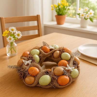 Velikonoční věnec s jutou průměr 30cm 4001104