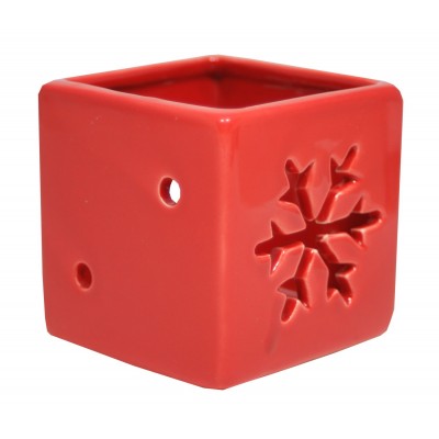 Svícen keramický vločka červený 6,5 cm