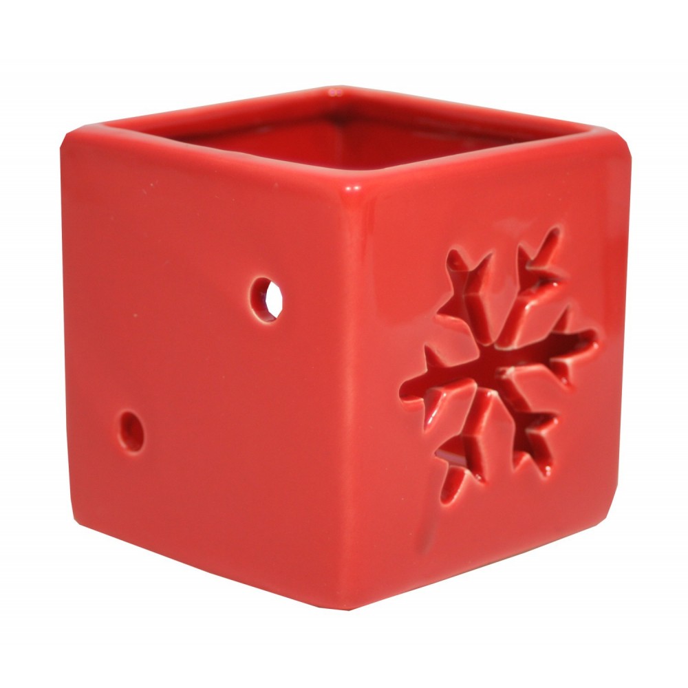 Svícen keramický vločka červený 6,5 cm Svícen keramický vločka červený 6,5 cm