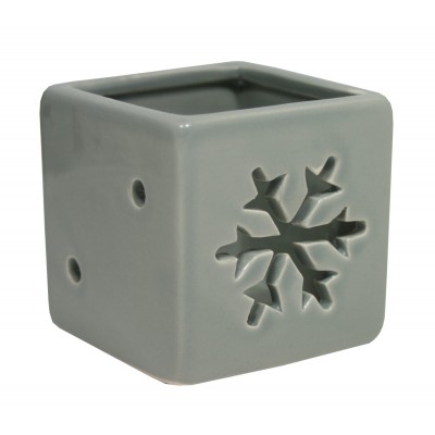 Svícen keramický vločka šedý 6,5 cm